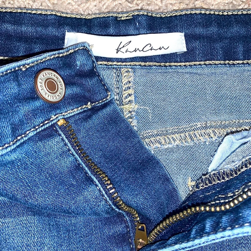 💕KanCan Frayed Denim Mini SKIRT Raw Hem; Women’s Size 30 Waist (13) - Picture 8 of 11